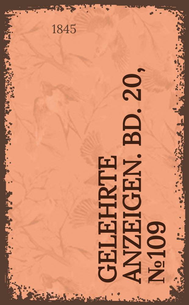 Gelehrte Anzeigen. Bd. 20, № 109