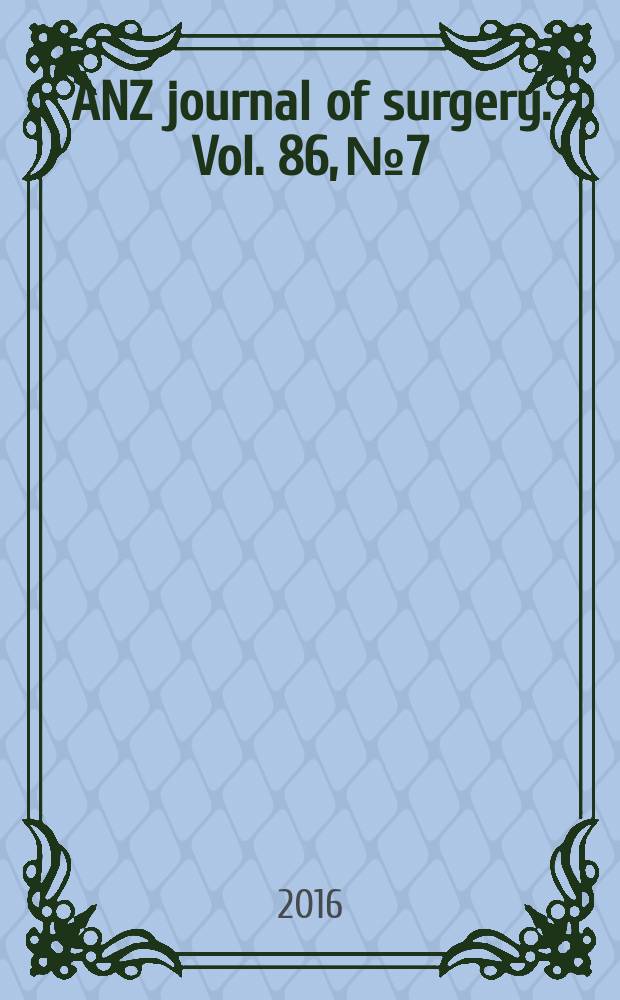 ANZ journal of surgery. Vol. 86, № 7/8