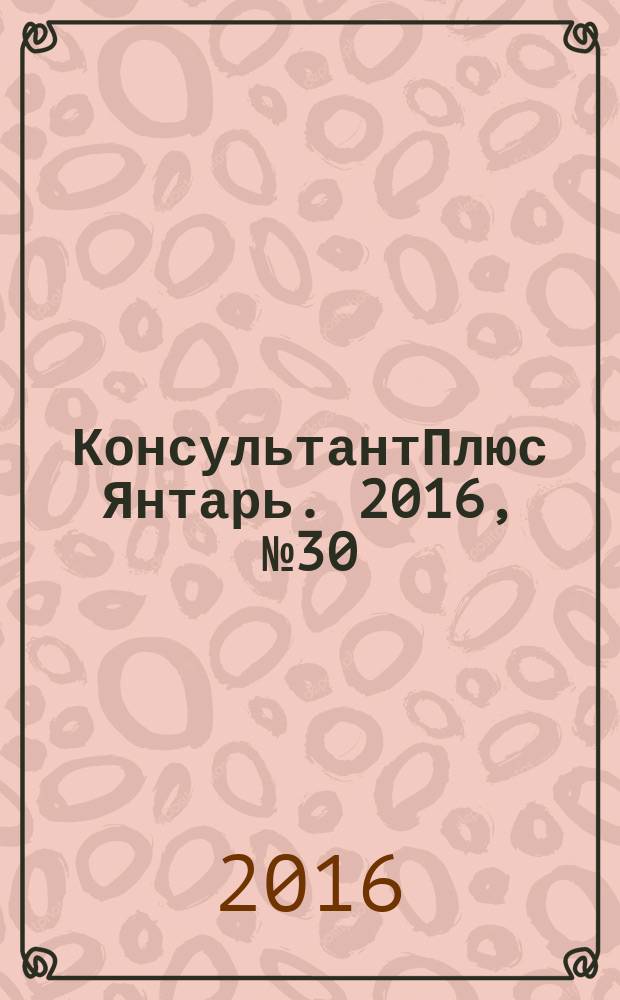 КонсультантПлюс Янтарь. 2016, № 30 (885)