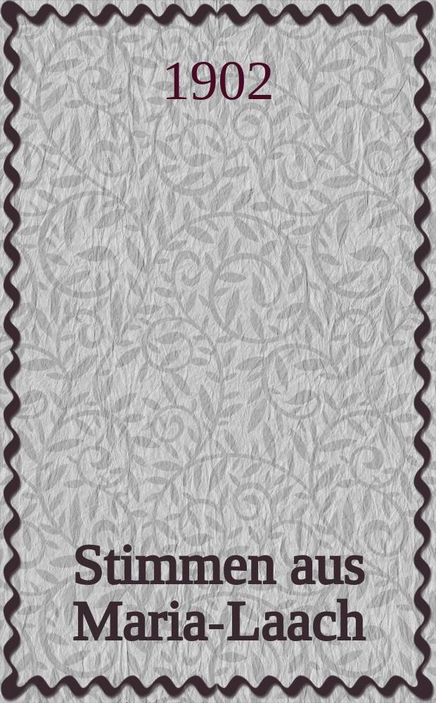 Stimmen aus Maria-Laach : katholische Blätter. Bd.63, [H.] 3