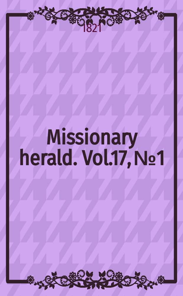 Missionary herald. Vol.17, № 1