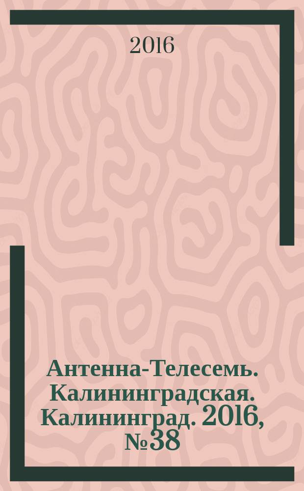 Антенна-Телесемь. Калининградская. Калининград. 2016, № 38 (1023)