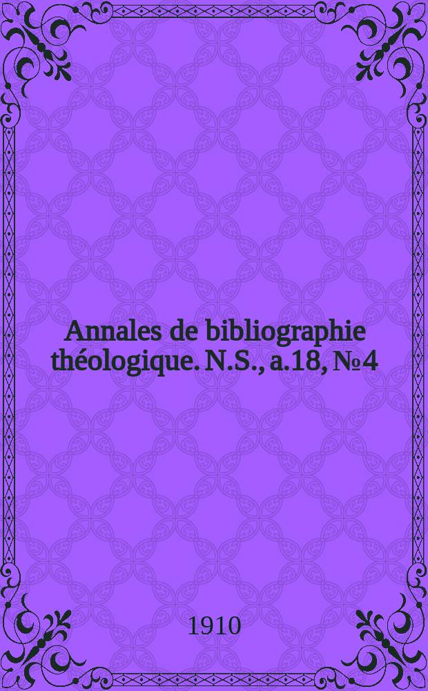 Annales de bibliographie théologique. N.S., a.18, № 4