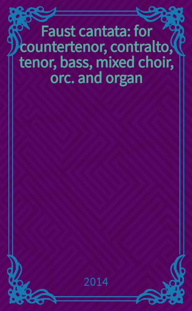 Faust cantata: for countertenor, contralto, tenor, bass, mixed choir, orc. and organ: (Transcription for chamber orc., choir and soloists by K. Bodrov); Requem: (Реквием): incidental music for a theatrical performance of Friedrich Schiller's "Don Carlos": for soloists, choir and instr. ensemble / A. Schnittke; исполн.: Soloists, The Chamber Choir of the Moscow cons., "The Studio for New Music", cond. A. Solovyev