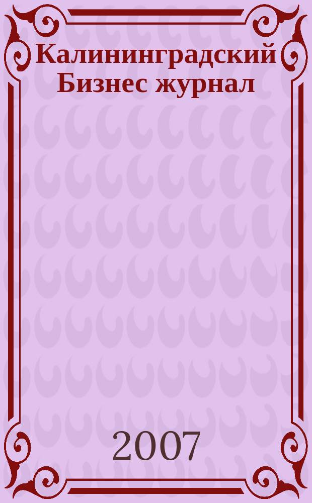 Калининградский Бизнес журнал : для малого и среднего бизнеса. 2007, № 16 (13)