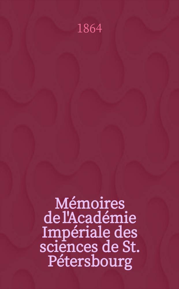 M&eacute;moires de l'Acad&eacute;mie Imp&eacute;riale des sciences de St. P&eacute;tersbourg : avec l'histoire de l'Academie. S&eacute;r. 7, t. 7, № 4 : Die Familie der Mormyren = Семейство мормириды: анатомо-зоологические исследования