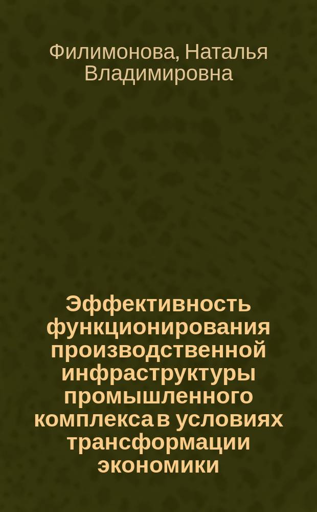 Эффективность функционирования производственной инфраструктуры промышленного комплекса в условиях трансформации экономики : автореферат диссертации на соискание ученой степени кандидата экономических наук : специальность 08.00.05 <Экономика и управление народным хозяйством>