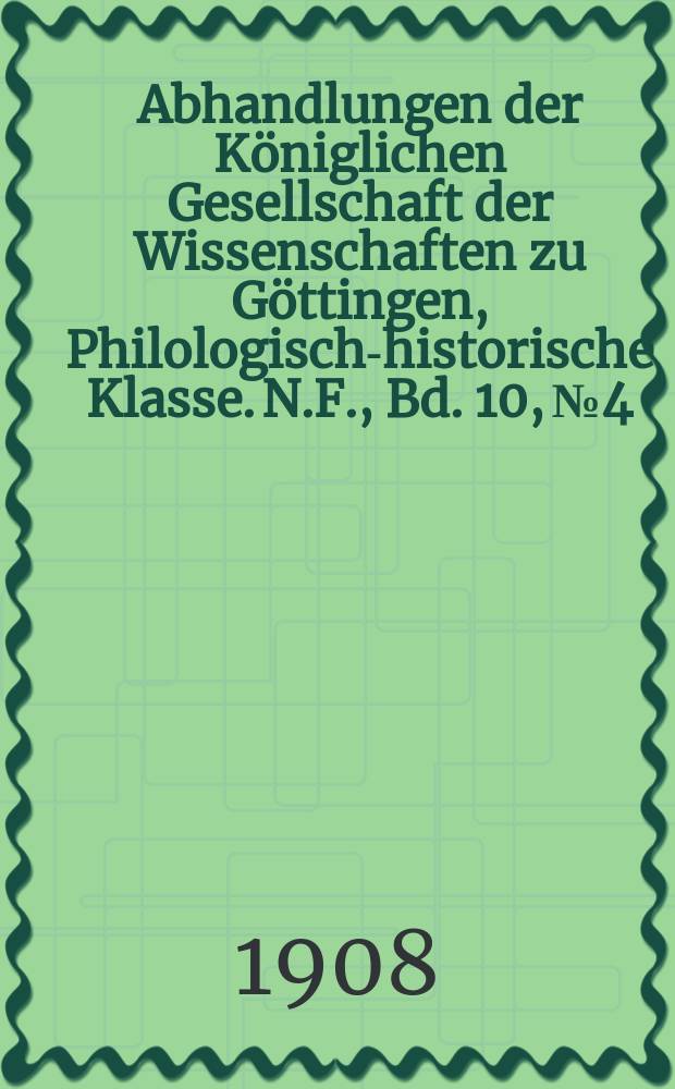 Abhandlungen der Königlichen Gesellschaft der Wissenschaften zu Göttingen, Philologisch-historische Klasse. N.F., Bd. 10, № 4 : Die attischen Archonten von 293/2 - 31/0 v. Chr. = Аттические архонты