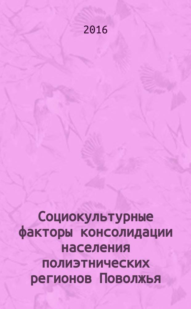 Социокультурные факторы консолидации населения полиэтнических регионов Поволжья : монография
