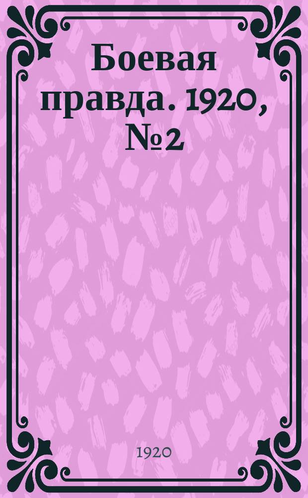 Боевая правда. 1920, № 2 (103) (3 янв.)