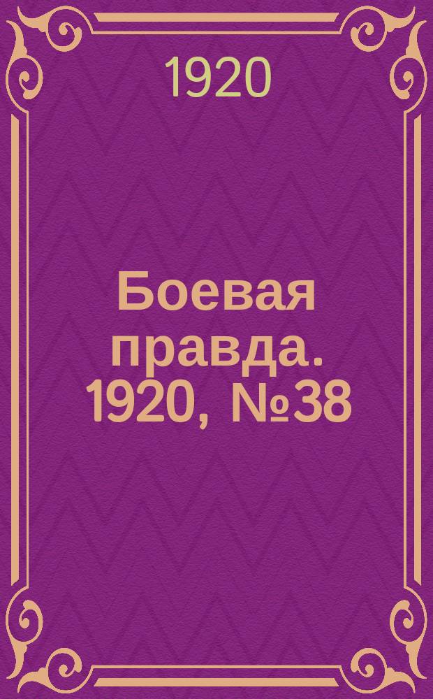 Боевая правда. 1920, № 38 (139) (19 фев.)