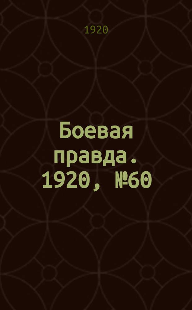 Боевая правда. 1920, № 60 (161) (17 марта)