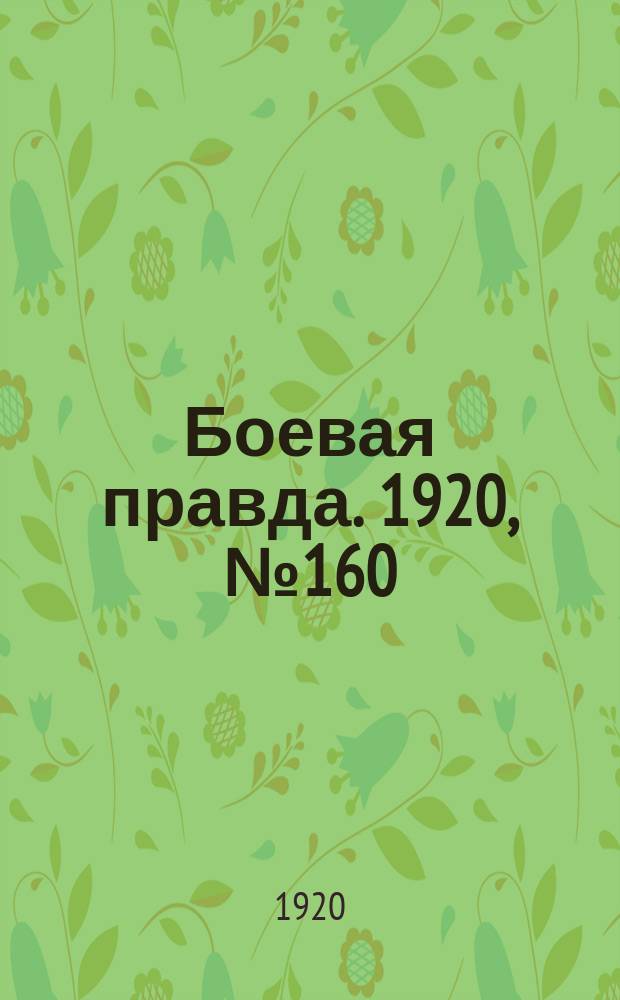 Боевая правда. 1920, № 160 (261) (22 июля)