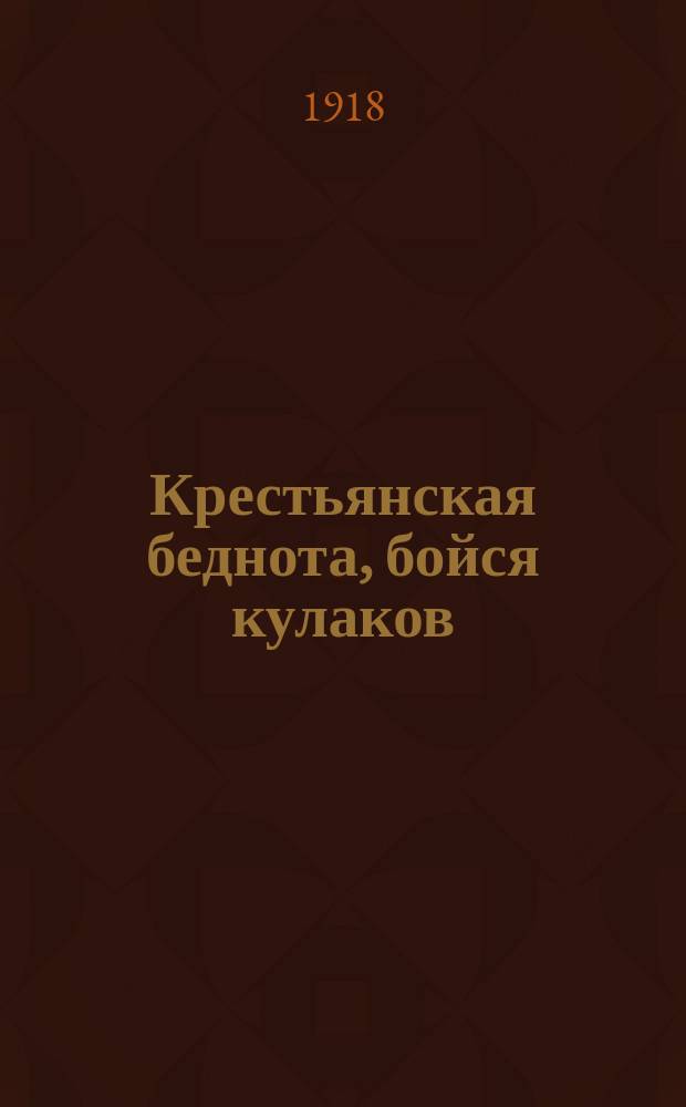 Крестьянская беднота, бойся кулаков : листовка