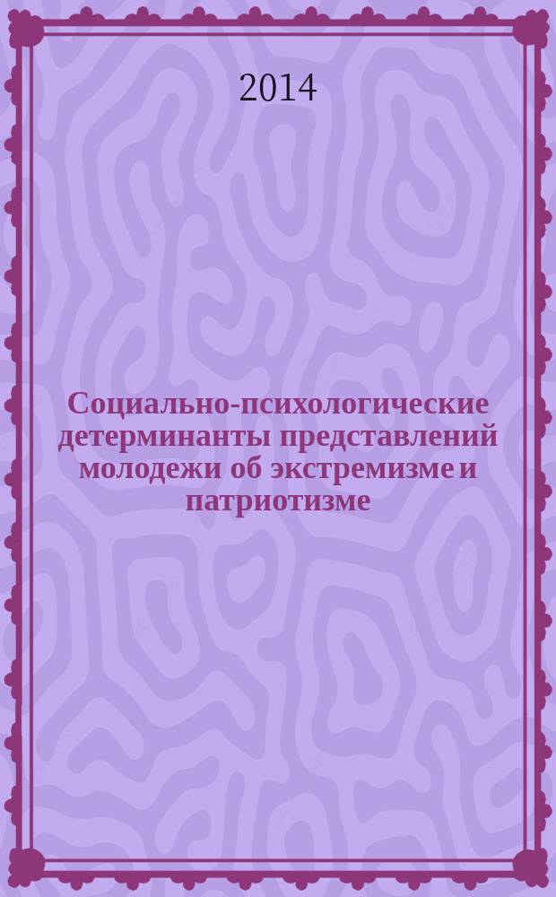 Социально-психологические детерминанты представлений молодежи об экстремизме и патриотизме : автореферат диссертации на соискание ученой степени кандидата психологических наук : специальность 19.00.05 <Социальная психология>