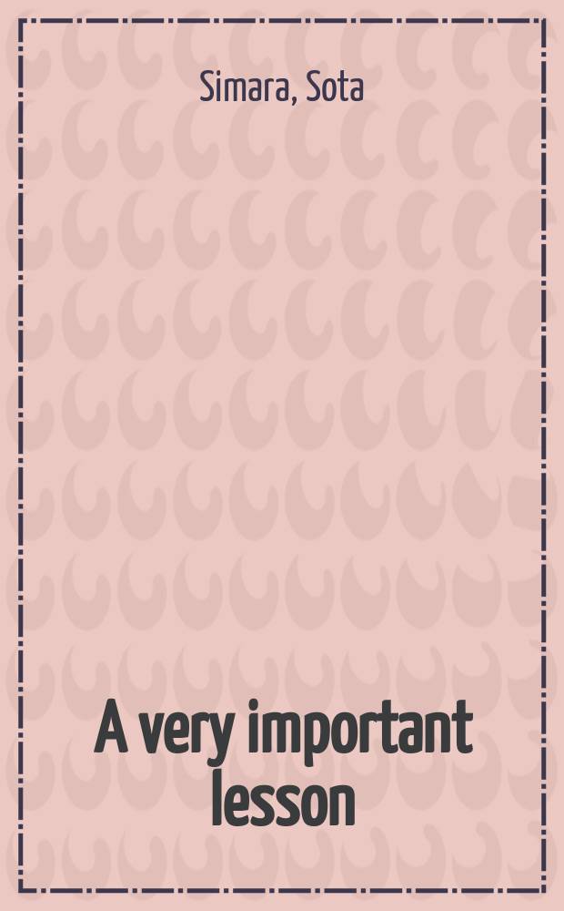 A very important lesson