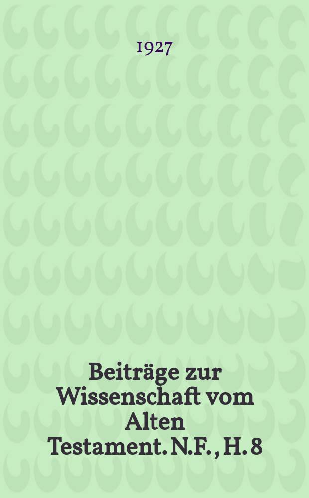 Beiträge zur Wissenschaft vom Alten Testament. N.F., H. 8 : Masoreten des Westens = Западный Масорец
