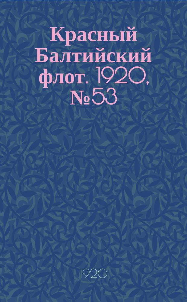 Красный Балтийский флот. 1920, № 53 (141) (29 мая)