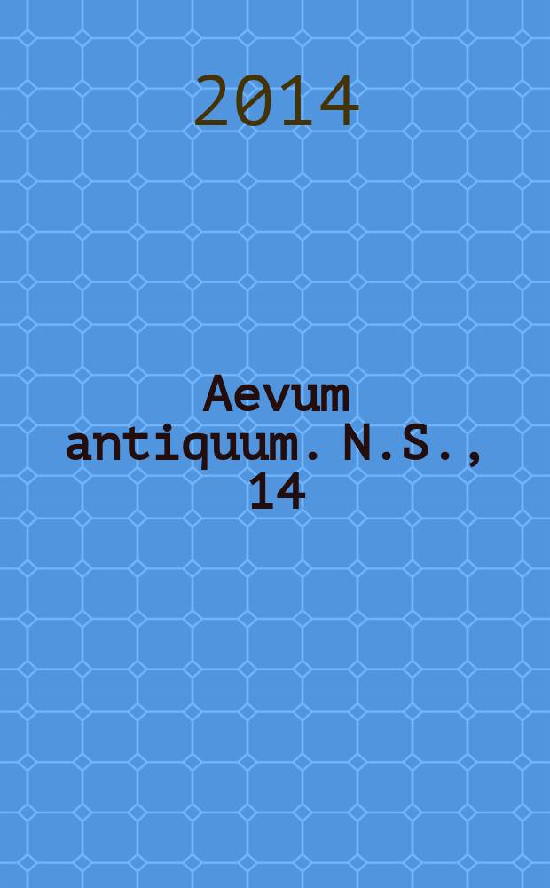 Aevum antiquum. N.S., 14 : Epitheta deorum = Эпитеты Богов