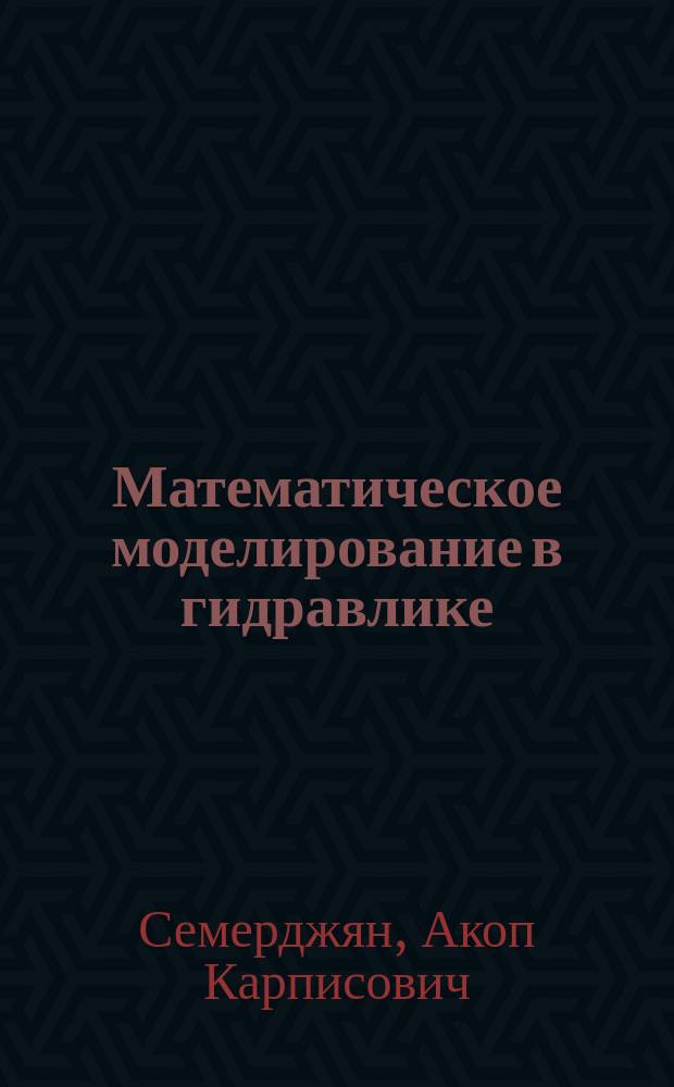 Математическое моделирование в гидравлике : учебное пособие