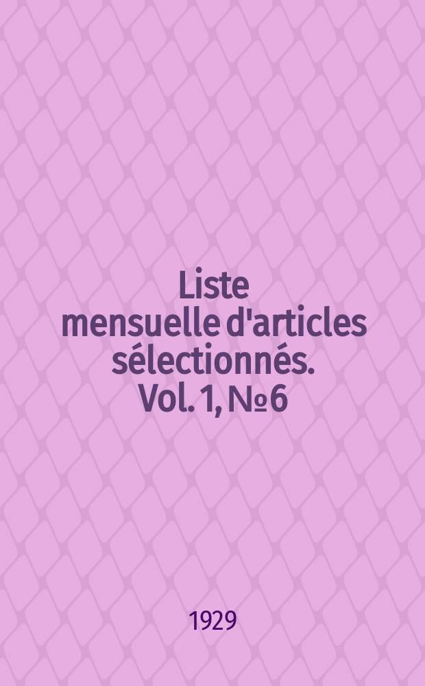 Liste mensuelle d'articles sélectionnés. Vol. 1, № 6