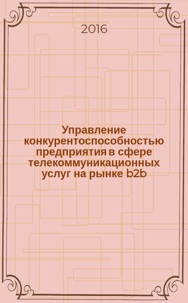 Управление конкурентоспособностью предприятия в сфере телекоммуникационных услуг на рынке b2b : монография
