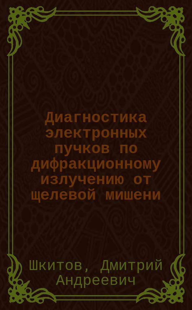 Диагностика электронных пучков по дифракционному излучению от щелевой мишени : автореферат диссертации на соискание ученой степени кандидата физико-математических наук : специальность 01.04.20 <Физика пучков заряженных частиц и ускорительная техника>