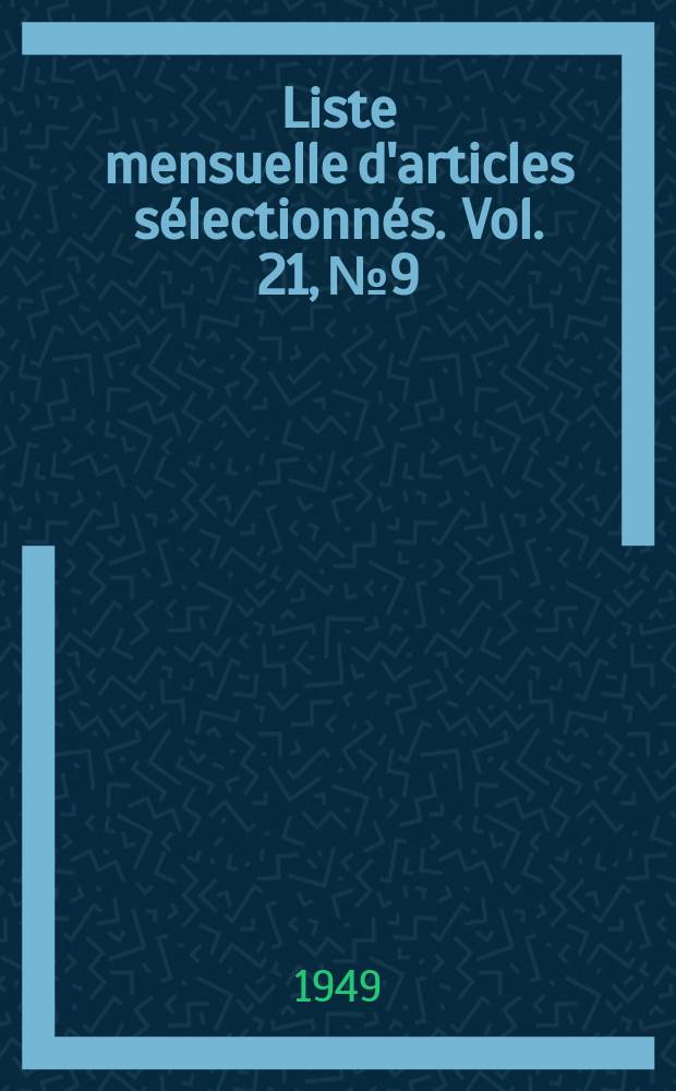 Liste mensuelle d'articles sélectionnés. Vol. 21, № 9/10
