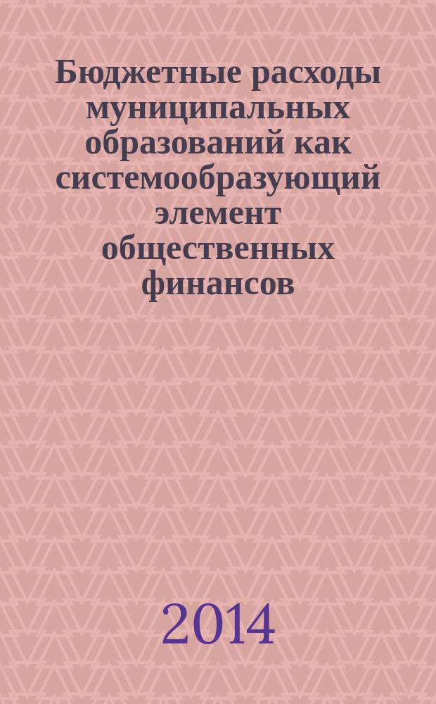 Бюджетные расходы муниципальных образований как системообразующий элемент общественных финансов : автореферат диссертации на соискание ученой степени кандидата экономических наук : специальность 08.00.10 <Финансы, денежное обращение и кредит>