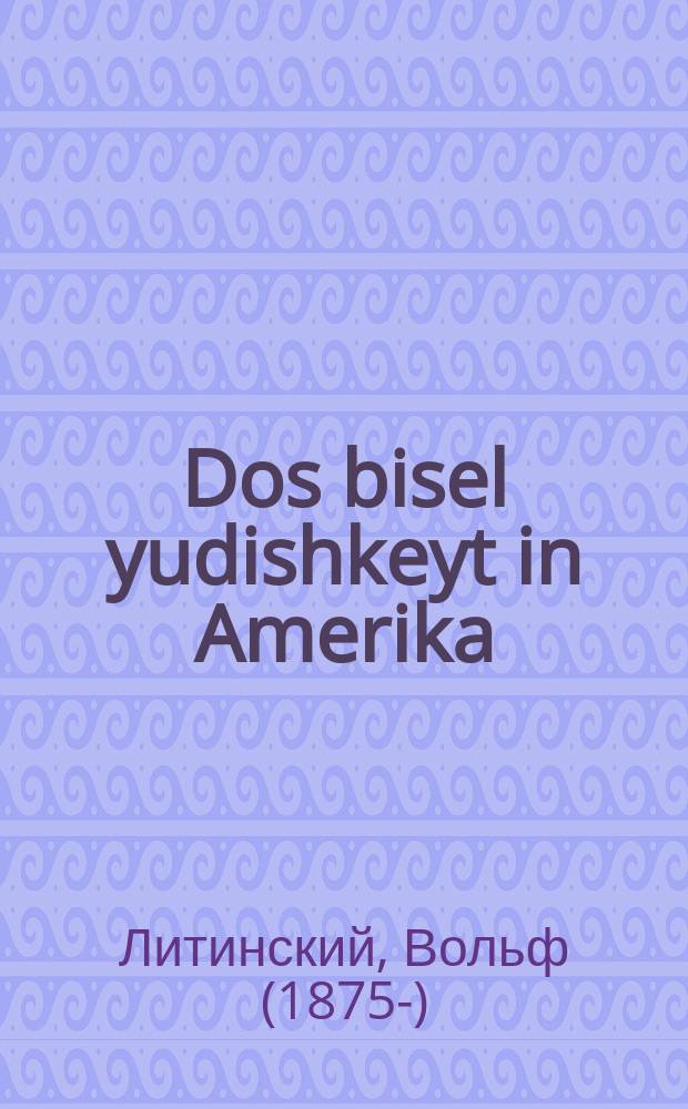 Dos bisel yudishkeyt in Amerika = Немного идишкайта (еврейства) в Америке