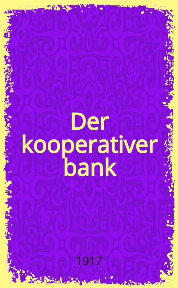 Der kooperativer bank = Кооперативный банк