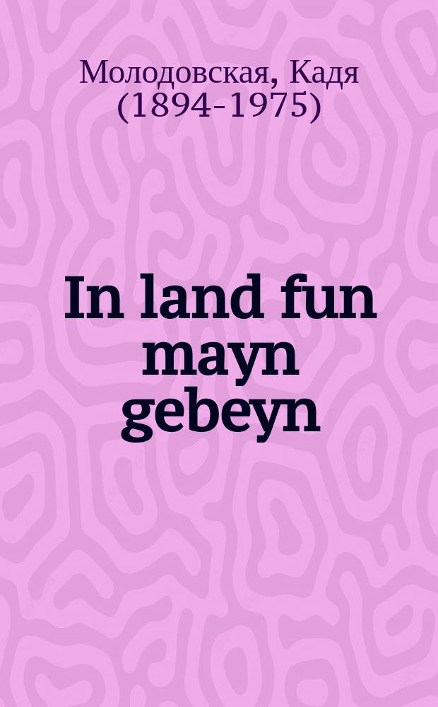 In land fun mayn gebeyn = В стране моего пребывания
