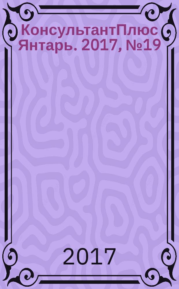 КонсультантПлюс Янтарь. 2017, № 19 (925)
