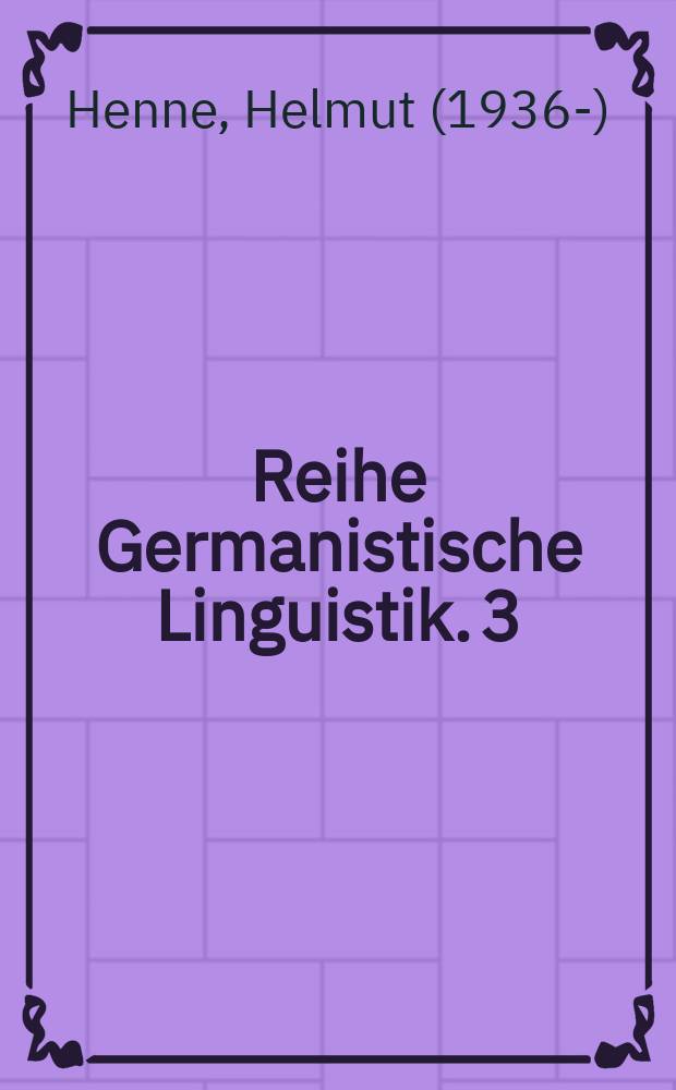 Reihe Germanistische Linguistik. 3 : Sprachpragmatik = Прагматика языка. Конспект лекции