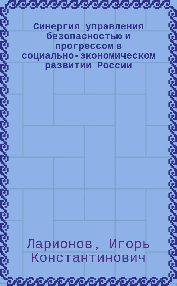 Синергия управления безопасностью и прогрессом в социально-экономическом развитии России : монография