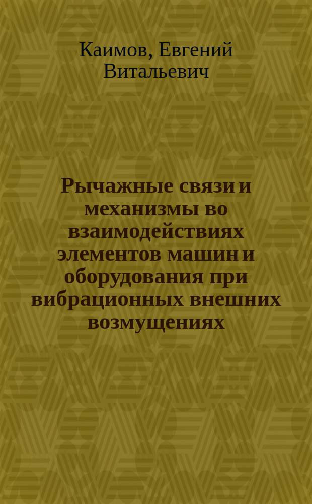 Рычажные связи и механизмы во взаимодействиях элементов машин и оборудования при вибрационных внешних возмущениях : автореферат дис. на соиск. уч. степ. кандидата технических наук : специальность 05.02.02 <Машиноведение, системы приводов и детали машин>