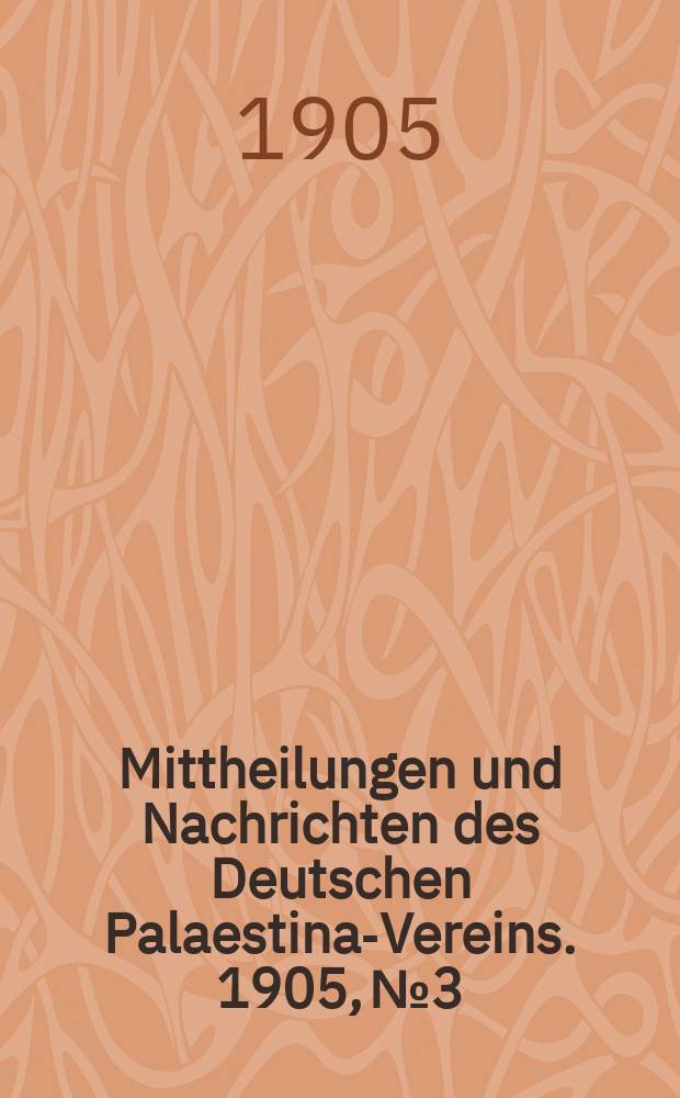 Mittheilungen und Nachrichten des Deutschen Palaestina-Vereins. 1905, № 3