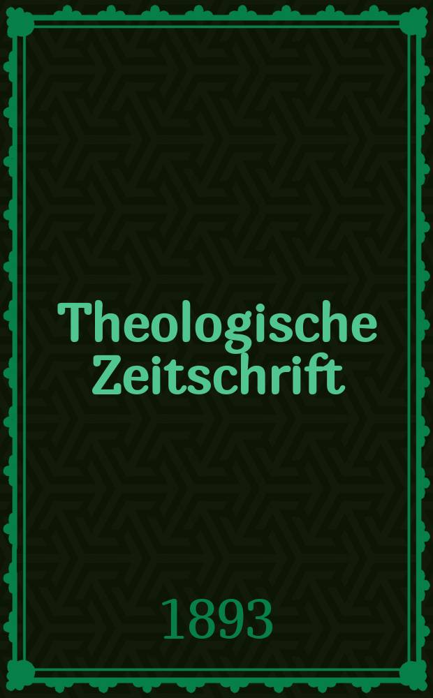 Theologische Zeitschrift = Теологический журнал