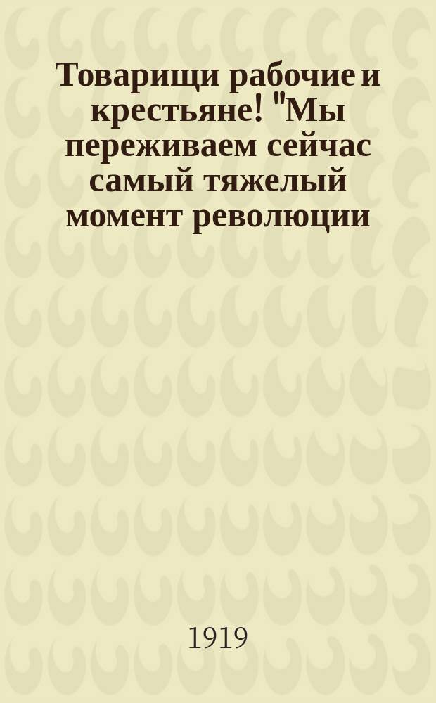 Товарищи рабочие и крестьяне! "Мы переживаем сейчас самый тяжелый момент революции..." : листовка