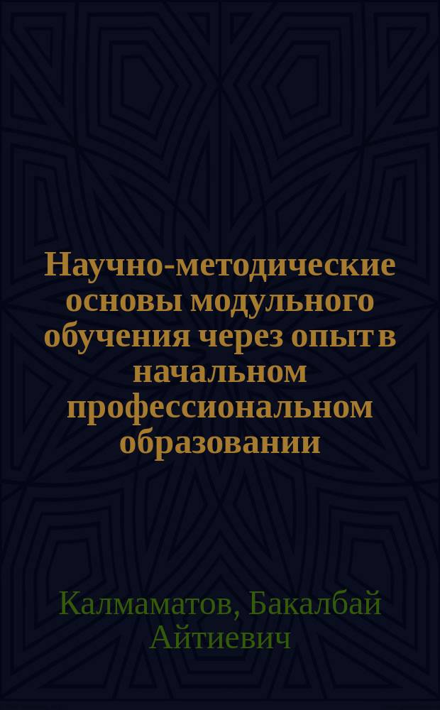 Научно-методические основы модульного обучения через опыт в начальном профессиональном образовании : автореферат диссертации на соискание ученой степени кандидата педагогических наук : специальность 13.00.08 - теория и методика профессионального образования