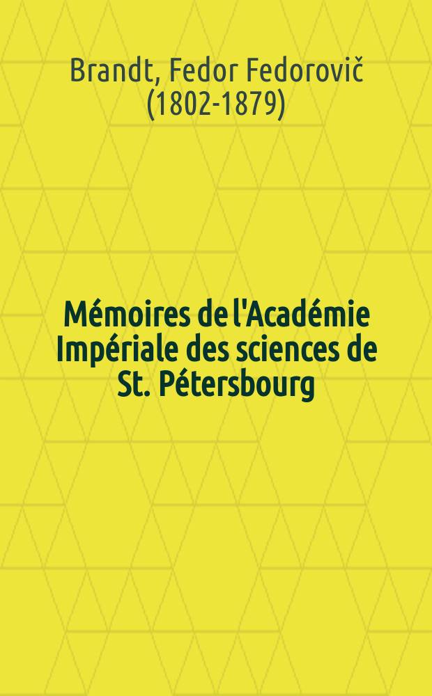 Mémoires de l'Académie Impériale des sciences de St. Pétersbourg : avec l'histoire de l'Academie. Sér. 7, t. 26, № 6 : Mittheilungen über die Gattung Elasmotherium, besonders den Schaedelbau derselben = Информация о флоре эрасмотерии