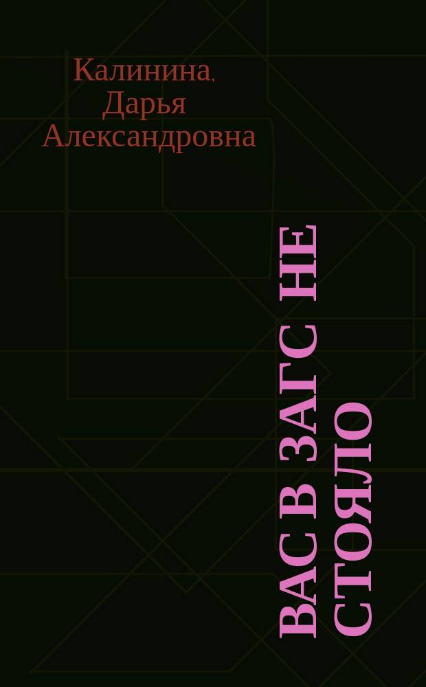 Вас в ЗАГС не стояло : роман