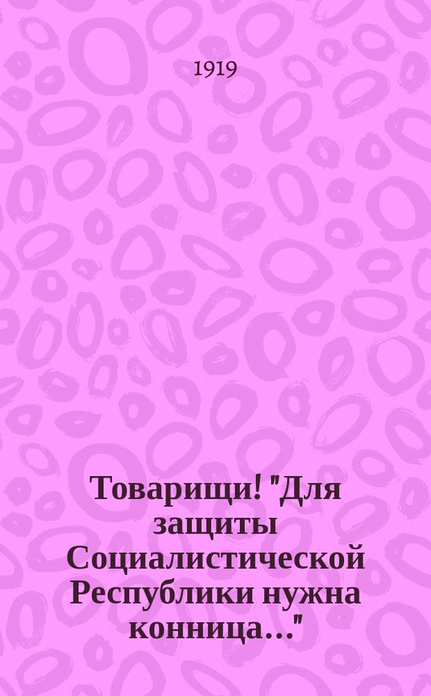Товарищи! "Для защиты Социалистической Республики нужна конница..." : листовка