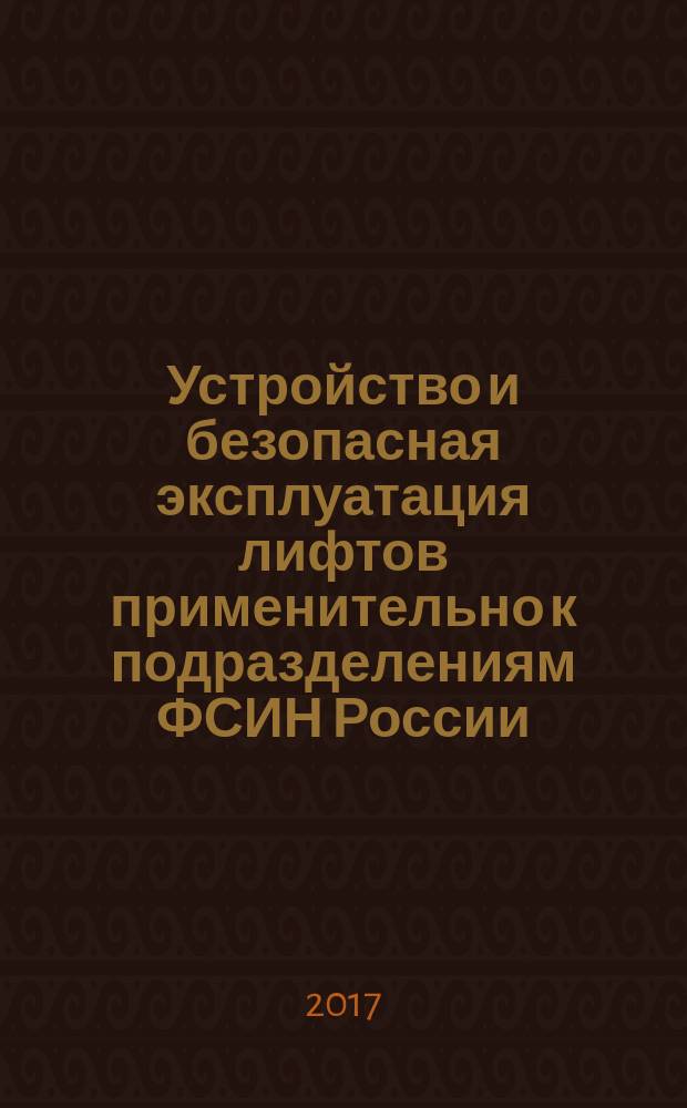 Устройство и безопасная эксплуатация лифтов применительно к подразделениям ФСИН России