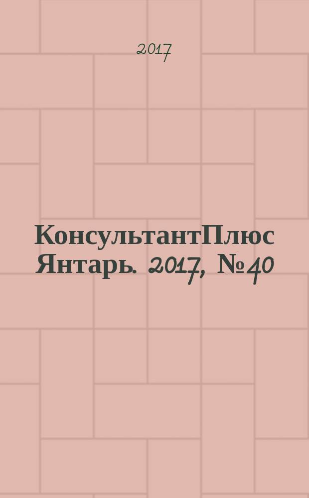 КонсультантПлюс Янтарь. 2017, № 40 (946)