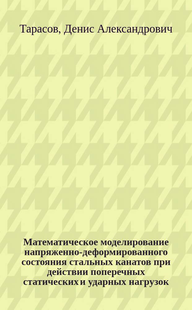 Математическое моделирование напряженно-деформированного состояния стальных канатов при действии поперечных статических и ударных нагрузок : автореферат дис. на соиск. уч. степ. кандидата технических наук : специальность 05.13.18 <Математическое моделирование, численные методы и комплексы программ>