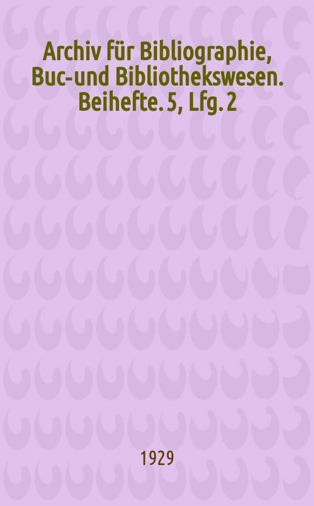 Archiv für Bibliographie, Buch- und Bibliothekswesen. Beihefte. 5, Lfg. 2 : "Ich hab's" = "Я нашёл!" Каталог по ключевым словам и перечень авторов (20.000 ключевых слов) к сериям: Из природы и духовного мира, Памятники, Цветные книги Эрслина, Цветные книги для юношества Эрслина, Немецкие библиотеки учреждений, Торговые книги, Островные книги, Немецкие книги для юношества, Карманные издания Крёнера, Библиотека учителя, Миниатюрная библиотека, Источники, Универсальная библиотека издательства Реклам, Собрание Гёшен, Собрание Кёзель и др.