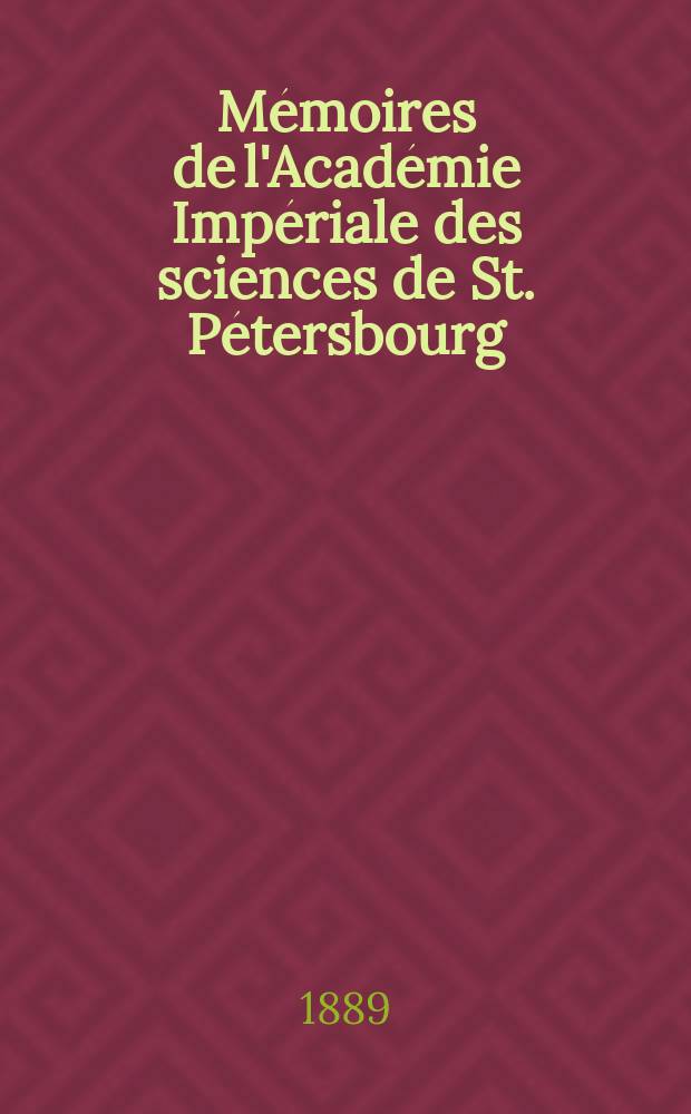 Mémoires de l'Académie Impériale des sciences de St. Pétersbourg : avec l'histoire de l'Academie. Sér. 7, t. 36, № 15 : Fossile Insekten aus der Juraformation Ost-Sibiriens = Ископаемые насекомые из юрских отложений Восточной Сибири