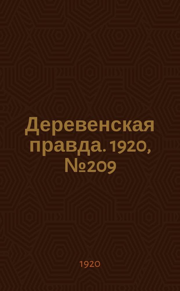 Деревенская правда. 1920, № 209 (615) (19 сент.)