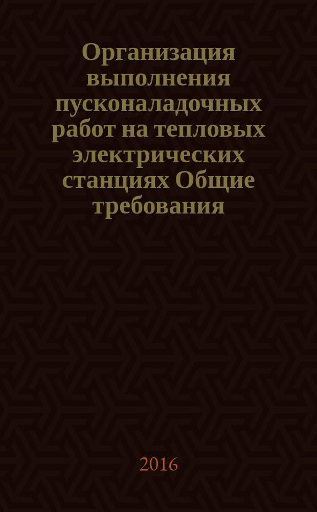 Организация выполнения пусконаладочных работ на тепловых электрических станциях Общие требования : Organisation and operation of start-up works at thermal power stations General requirements : стандарт организации : издание официальное : введен впервые